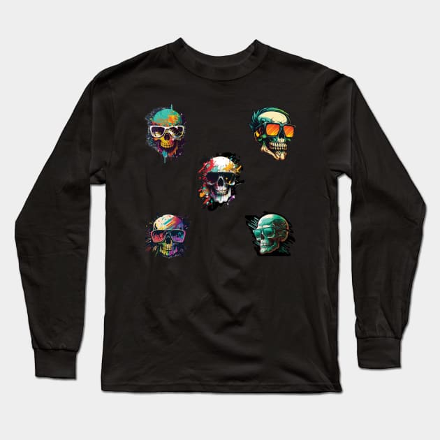 Sunny Skull Sticker Pack 1 Long Sleeve T-Shirt by Focused Instability